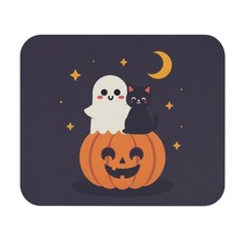 Cute Halloween Mouse Pad, Black Cat Desk Accessory, Spooky Mousepad, Black Cat