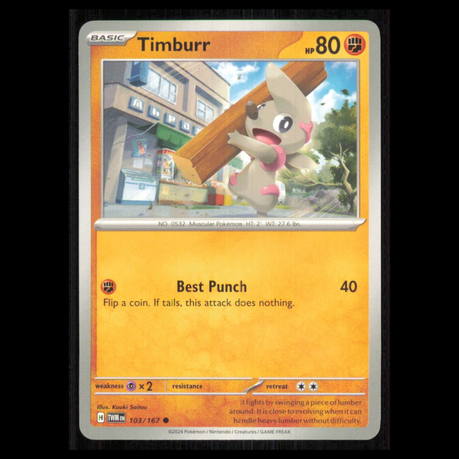 Timburr #103 2024 Scarlet - Violet Series - Twilight Masquerade Common Pokemon