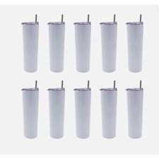 10PC Sublimation Tumbler 20oz Straight Skinny Stainless Steel DIY Blank w Box