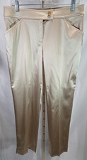 St. John Black Label Gold Liquid Satin Straight Leg Pants Size 10