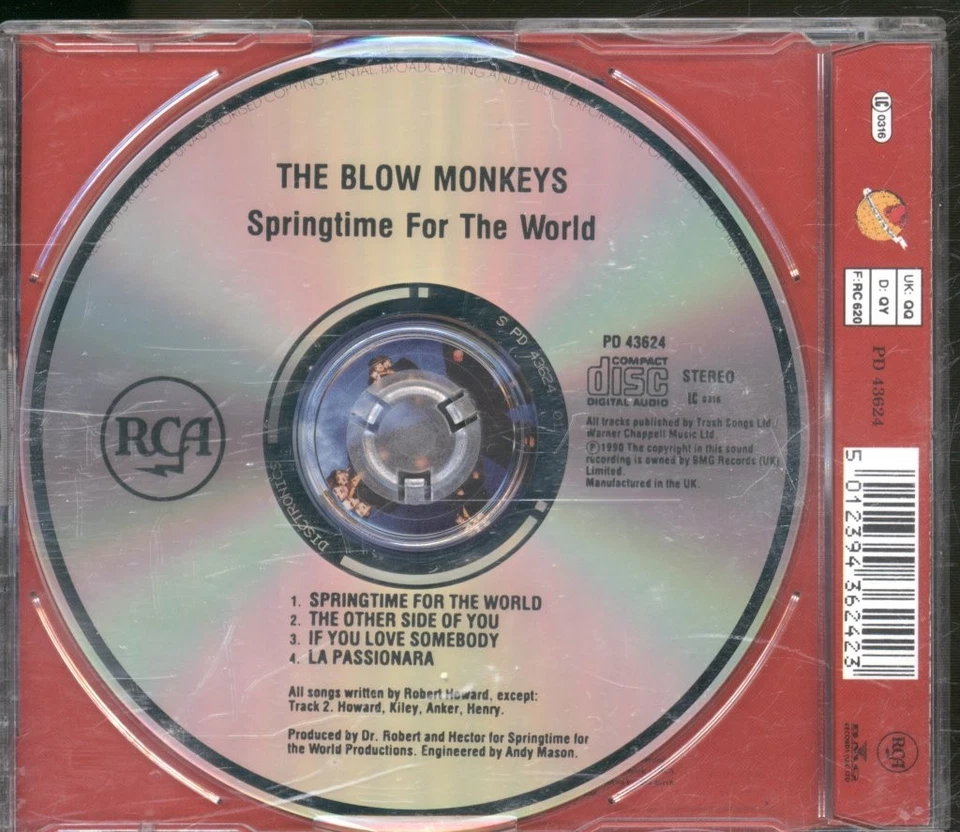Blow Monkeys Springtime For The World CD UK RCA 1990 Single Mit Info-Aufkleber - Bild 2 von 2