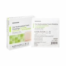 McKesson Silicone Foam Dressing 6x6" Square Adhesive With Border Sterile 10 Ct