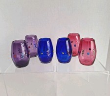 Antonio Garcia Hand Blown Colored Shot Glass set of 6 Multi Color Artist Signed