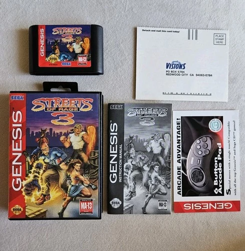 STREETS OF RAGE 3 SEGA GENESIS 100% COMPLETE IN BOX W/ REGISTRATION & AD