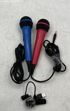 Lot Of 3 Pieces Assorted Blue Pink Black Wired Wireless Microphones Not Tested