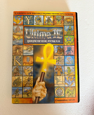 Ultima IV Quest of the Avatar C64 Commodore 64 US Gold Stoffkarte Cloth Map Komp