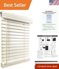 Stylish Cordless Faux Wood Window Blinds 30.5"W x 48"H- Easy Installation