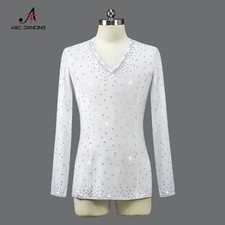 Men Costume Latin Competition Dance Top Wear Parties Stage Skirt Outfit Practice