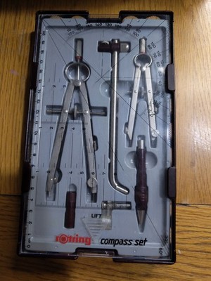 Rotring Compass Set Geometry Drawing Set With Case   Sold As Seen