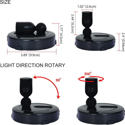Foco LED a batería, focos interiores, foco alimentado negro-3000K - Imagen 5 de 7
