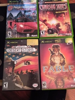Xbox 4 Game Lot Project Gotham Racing 2, Crimson Skies, Desert Storm, Fable CIB