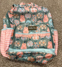 Matilda Jane Kids Backpack - Floral Fruit Green and Pink, Apples/ Pears, Ruffles