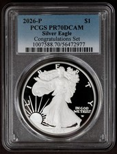 2026-P PCGS PR70DCAM CONGRATULATIONS SET Proof Silver Eagle 1 Box/COA