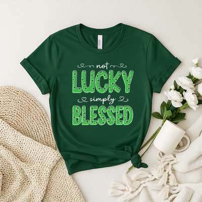 #ad Not Lucky Simply Blessed T Shirt Christian Faith Saying St. Patrick’s Day $16.00