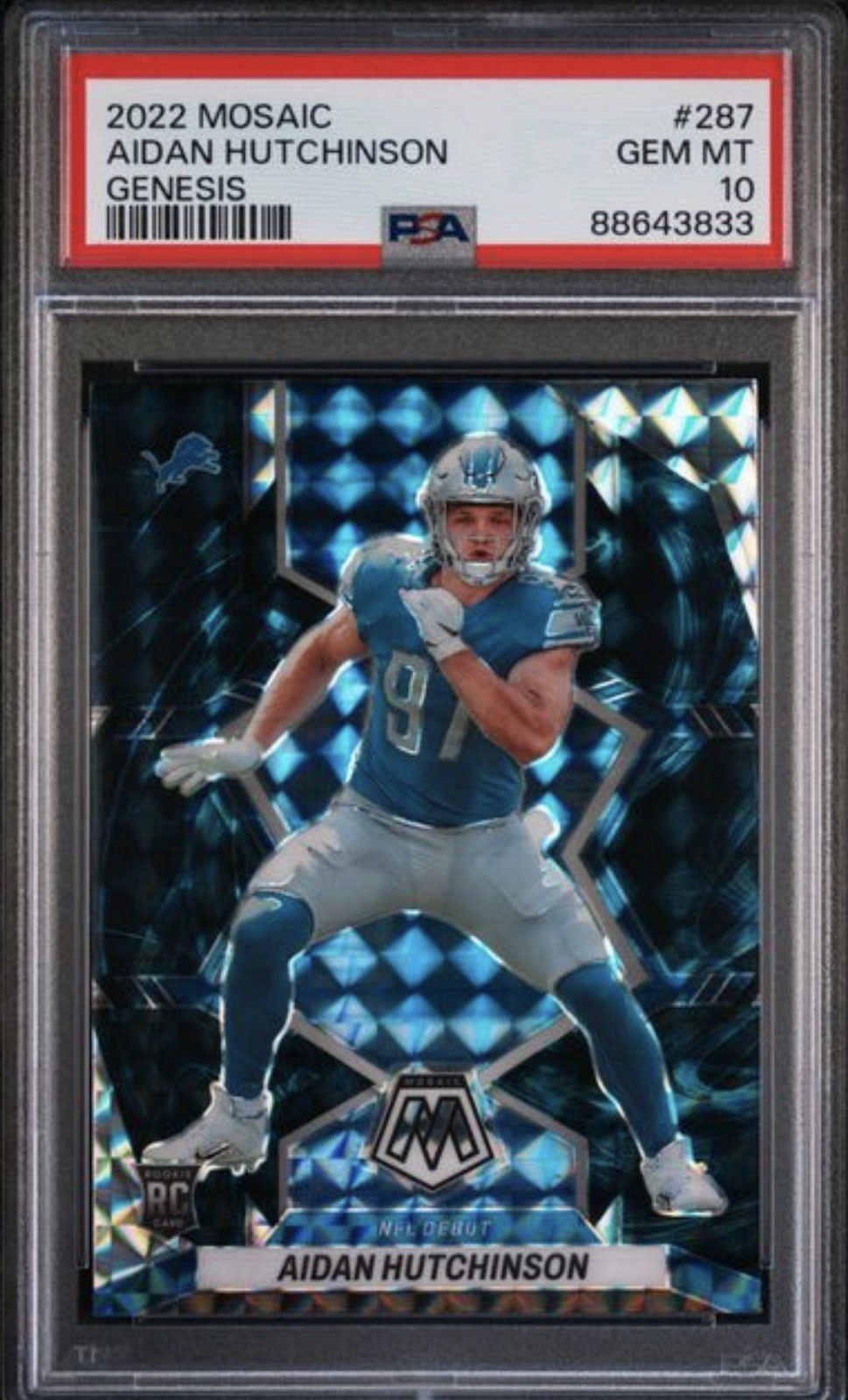2022 Panini Mosaic Aidan Hutchinson Genesis Rookie Card NFL Debut #287 PSA 10