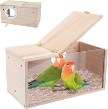 Transparent Parakeet Nesting Box Wood Breeding House Cage Bird Nest Budgie