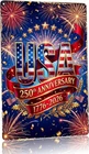 Usa 250th Anniversary 1776 2026 Fireworks American Flag Tin Sign Vintage Metal