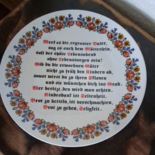 Porzellan Deko-Teller rund mit Spruch &bdquo;ergrauter Vater&hellip;&ldquo; Blumenrand Sammler