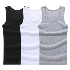 Hot Sale 3pcs / 100 Cotton Mens Sleeveless Tank Top Solid Muscle Vest Undershir