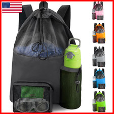 Hohom Mesh Swim Bag Beach Drawstring Backpack Waterproof Gym Bags For Women And