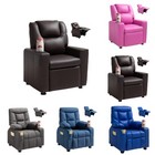 Kids Reclining Chair PU Leather Sofa Toddler Recliner with Cup Holder & Pocket