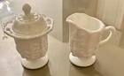 Vintage Grape Milk Glass Sugar Bowl & Creamer Set. No chips or cracks.