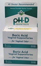 LOT OF 2 pH-D Feminine Health Boric Acid Vaginal Suppositories 24ct./48ct. Total
