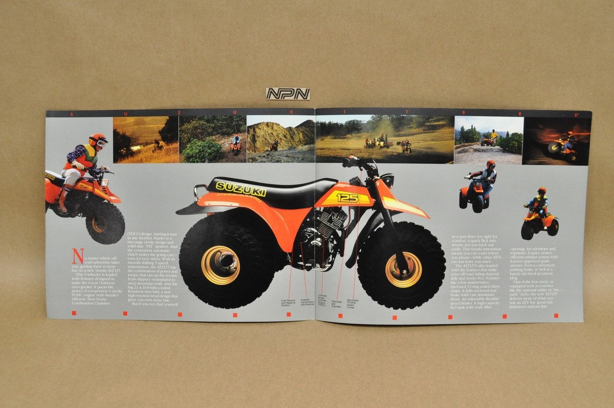 Vintage NOS 1985 Suzuki ALT125 ATV Brochure OEM Dealer Stamp Specs