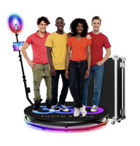 360 Photo Booth Rotating Platform w/ RGB Ring Light LED Strip Remote Control