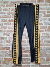 KAPPA Vintage Pantaloni Tuta Uomo, Bottoni Con Strisce Laterali, Nera E Arancio