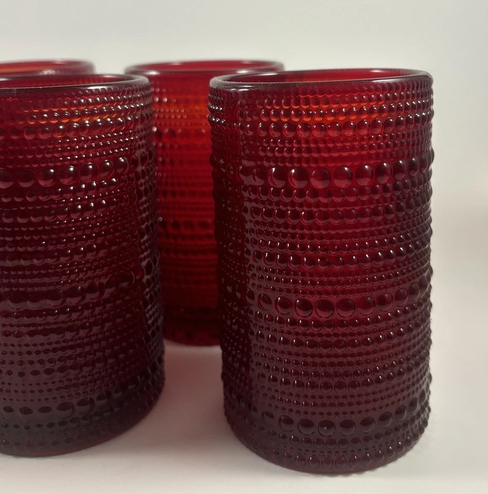 Vaso de bebida vintage D&V de Fortessa Jupiter, juego de 6, rojo Foto 3 de 4