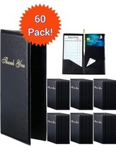 60pcs Restaurant Check Presenters Black Vinyl Guest Card Bill Tip Holders Server
