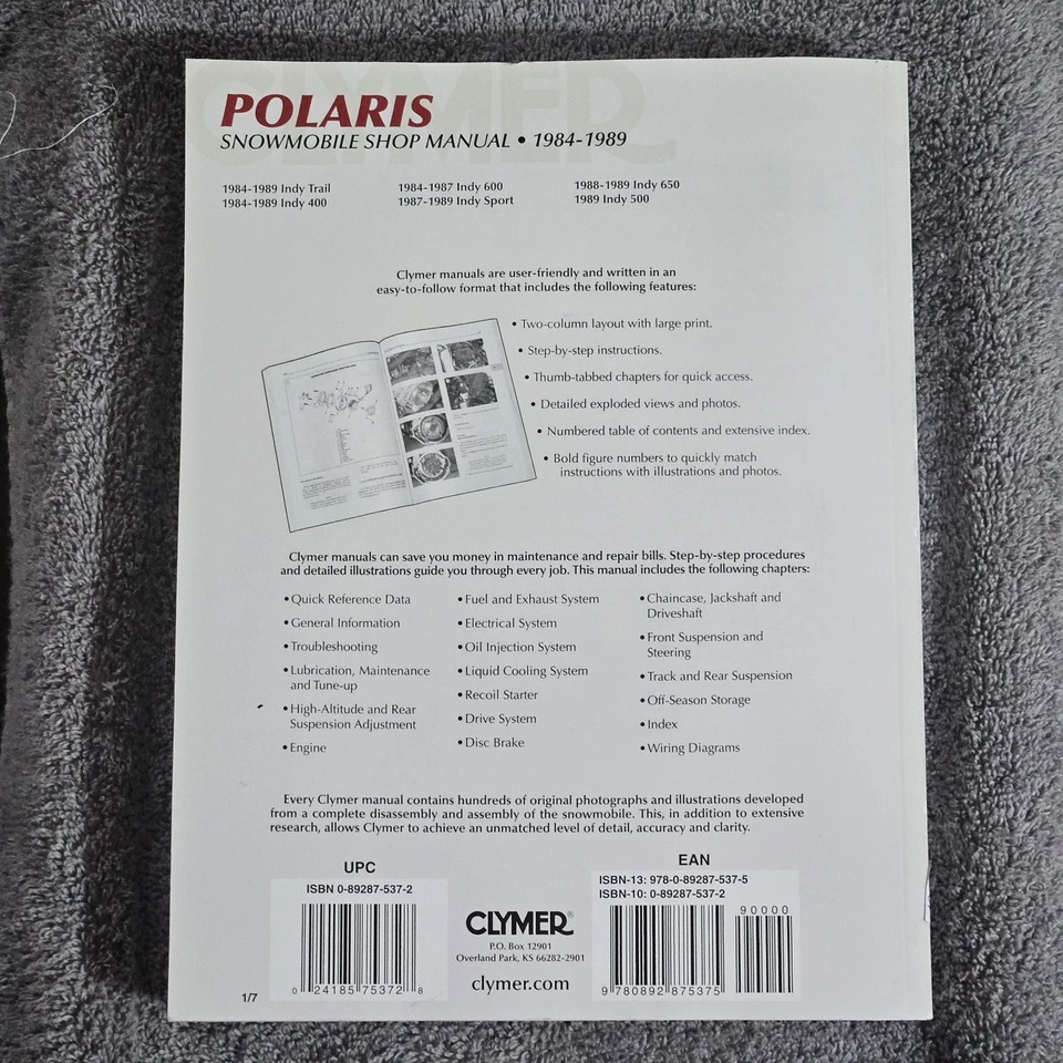 Polaris Snowmobile Shop Manual 1984-1989 Clymer First Edition Repair - Imagem 2 de 4