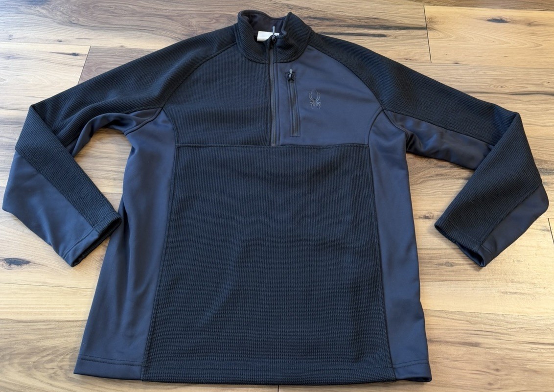 Spyder Quarter Zip Pullover Jacket XL Black Stretch Performance Fleece