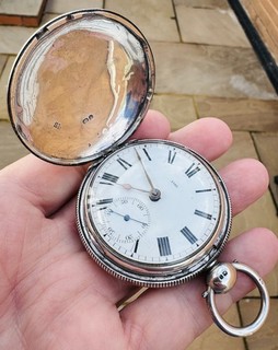 OROLOGIO DA TASCA UOMO GRANDE FUNZIONANTE ANTICO ARGENTO MASSICCIO VERGE FUSEE HUNTER 1824