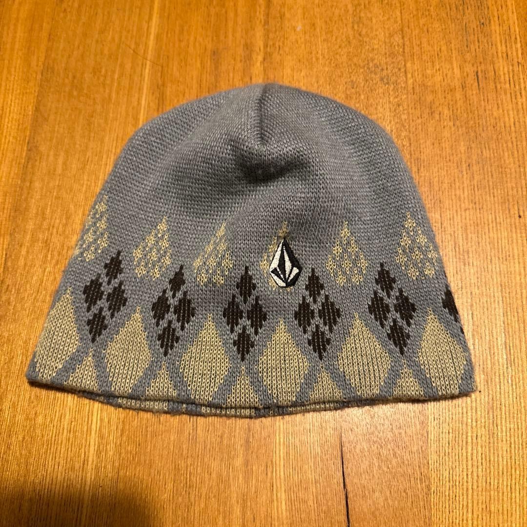 Volcom Gray Diamond Pattern Knit Hat - image 1