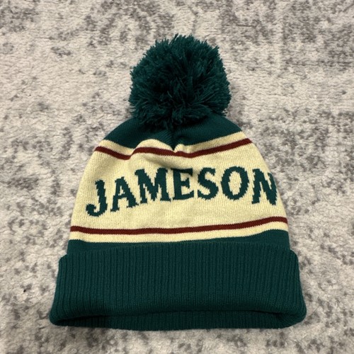 Jameson Distillery Advertising Pom Knit Beanie Hat Green Beige Red