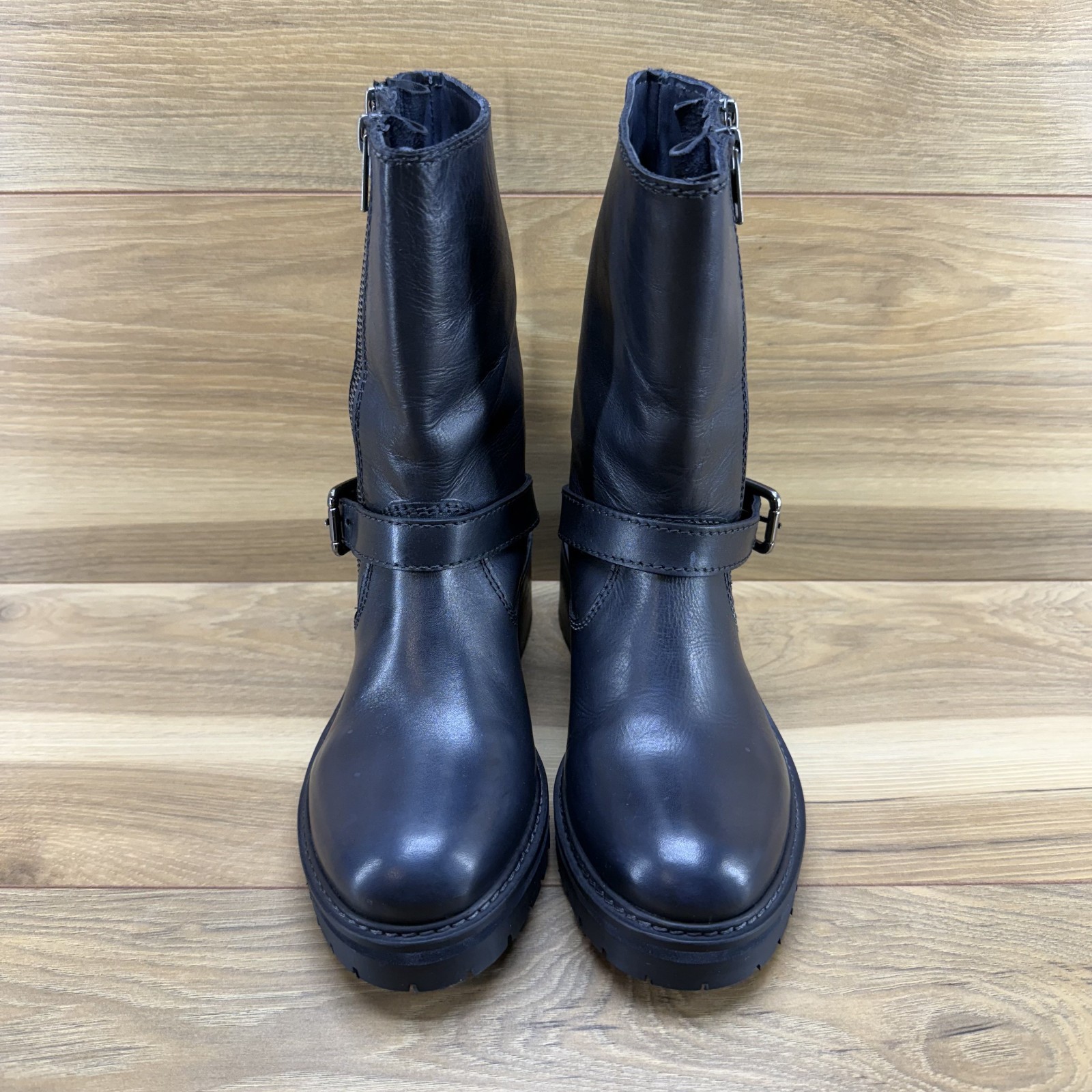 SAOLA Stivali vintage Foundry Genevieve 6 5 EU 37 in pelle nera suola a strappo cerniera