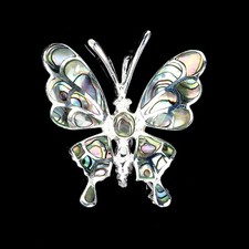 925 Sterling Silver Brooch Pendant Mother Of Pearl Natural Butterfly Jewelry