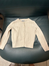 POLO Ralph Lauren Sweater Baby Sz 24 M Cable Knit Cream Button Pink Logo