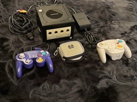 Nintendo GameCube Black Console DOL-001 2 Controllers & Cords Bundle Tested READ