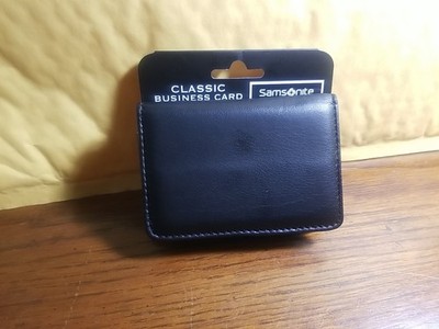 Samsonite Business Card Wallet Genuine Leather, 4-1/16'' x 3'' x 1/2'', Black. NEW
