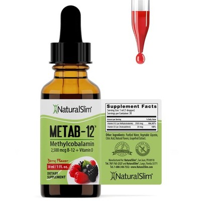 NaturalSlim Metab-12 Drops - Vitamin B12 Sublingual Methylcobalamin Liquid,30 ml