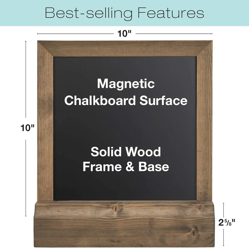 Sturdy 10x10 Magnetic Rustic Chalkboard - Includes 4 Markers for Versatile Use - Image 4 of 4