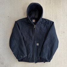 Carhartt J140 black hooded work wear jacket Large