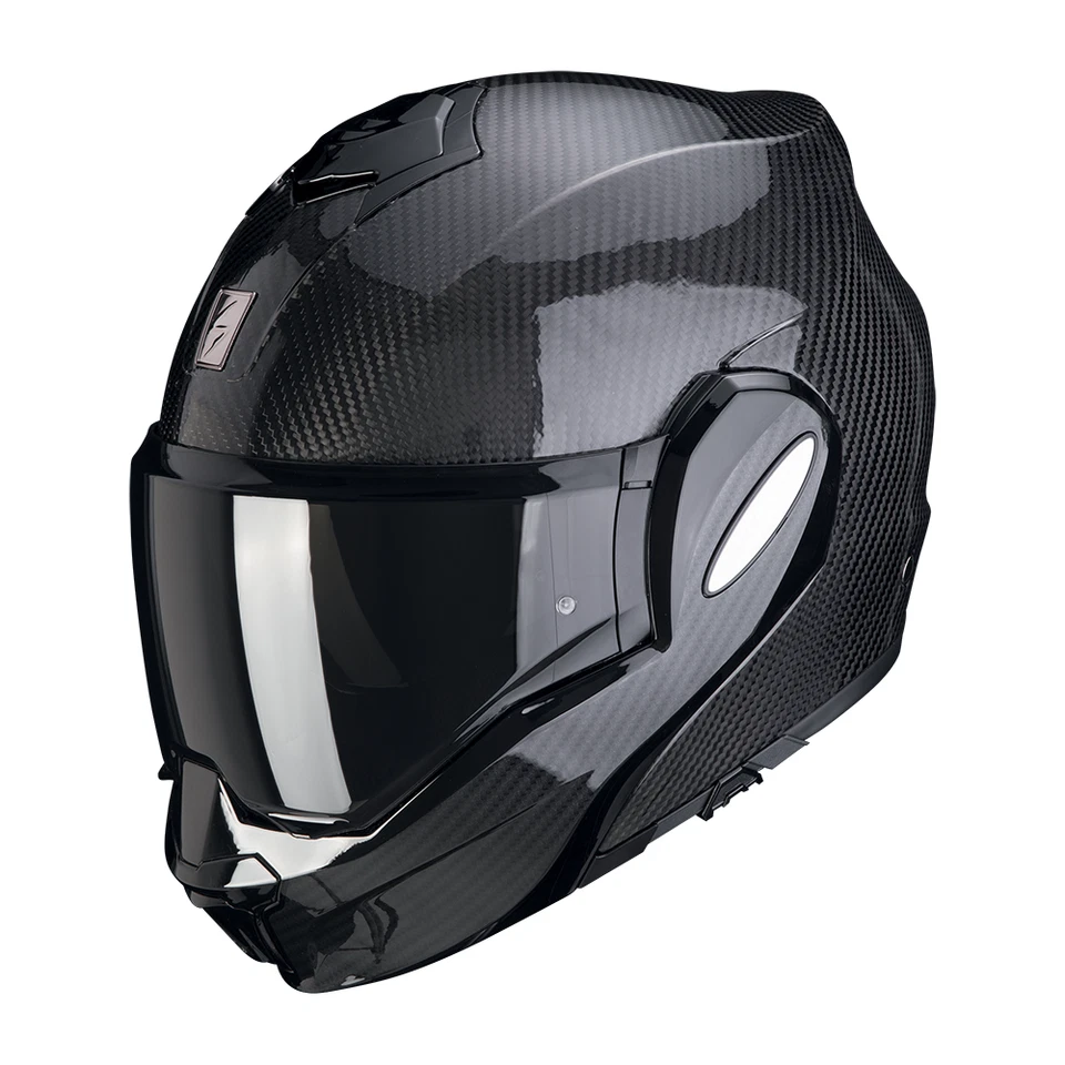 Casque Moto Réversible Scorpion EXO-TECH EVO Carbon Solid Noir Lustré Taille S M - Photo 1/1