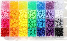 28 Colors Pony Beads Kit 700 Pcs 6x9mm Plastic Beads Bulk for Bracelet Jewelry D
