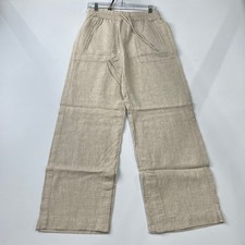 ATHLETA Retreat Linen High Rise Wide Leg Pants Women's Size L Undyed
