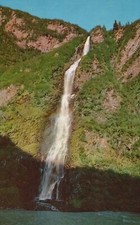 Vintage Postcard Bridal Veil Falls Waterfalls Richardson Highway Valdez Alaska