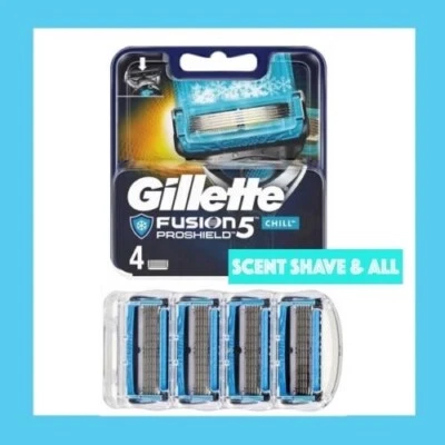 Gillette Fusion5 PROSHIELD Chill 4 Razor Blades Genuine NEW - FAST FREE POSTAGE
